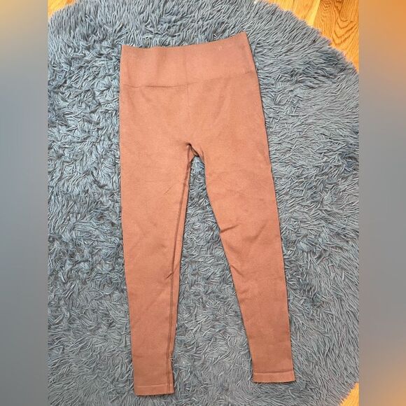 Everlane Tan The Seamless Ribbed High Rise Leggings Size M L - Picture 1 of 4